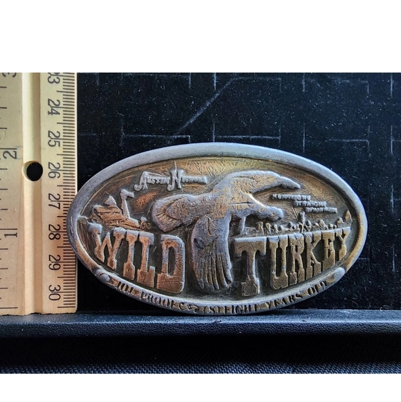Vintage 1974 Austin Nichols Wild Turkey Bergamot Brass Works Belt Buckle
